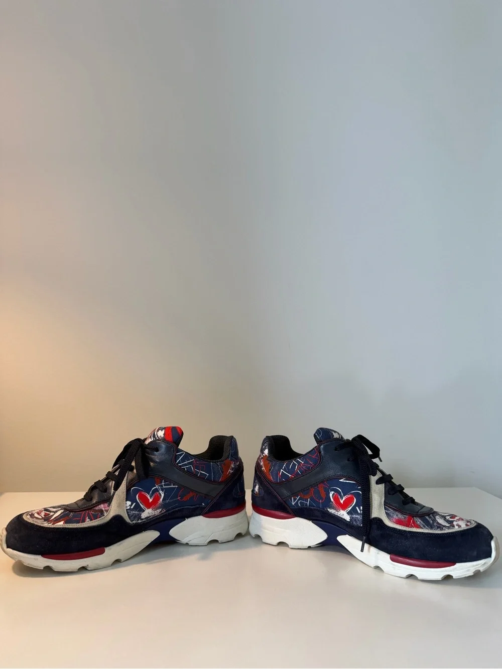 Chanel Navy & Red Logo Sneakers